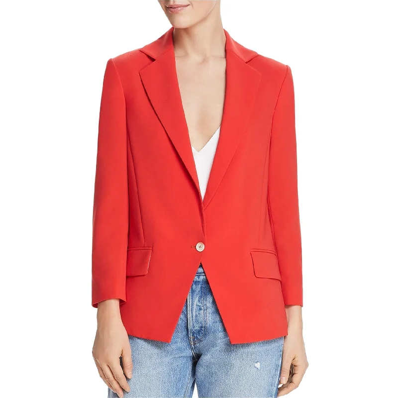 Warm Chic Dylan Gray Womens Faux Pocket One Button Blazer Jacket, Red, 8