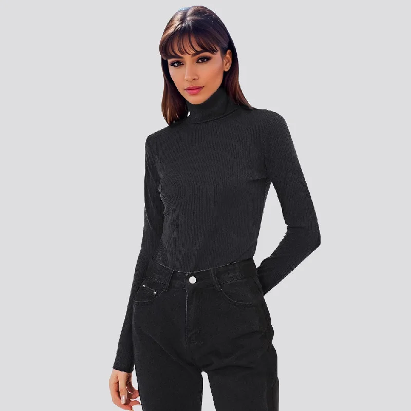 Comfortable Chic Sexy High Neck Long Sleeves Knitted Women Jumpsuits