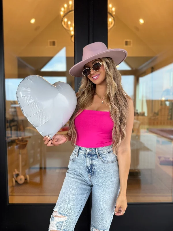 Cozy Knits Pink Sleeveless Cami Bodysuit - FINAL SALE