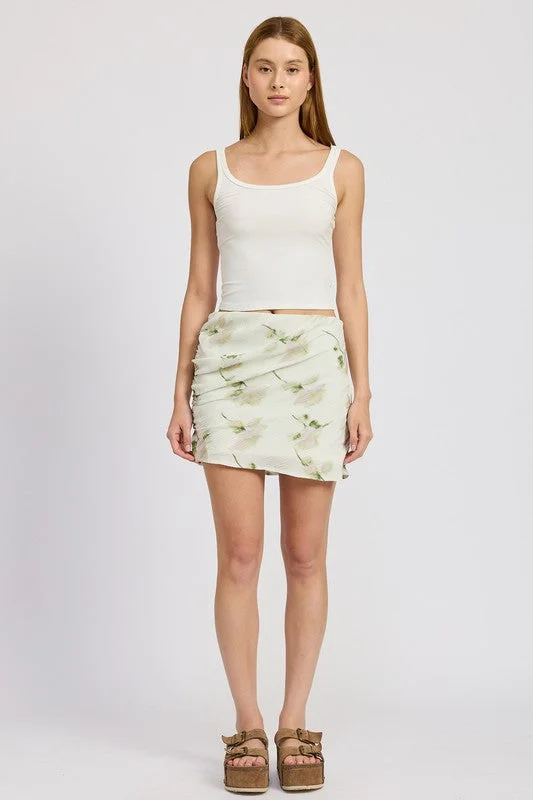 Light Fit FLORAL PENCIL SKIRT WITH SIDE SLIT