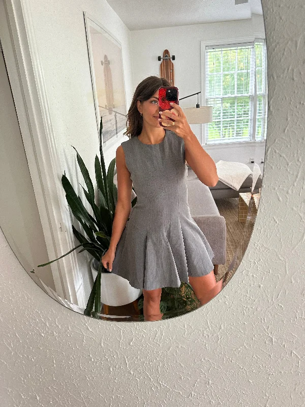 Layered Style Elsie Charcoal A-Line Pleated Mini Dress