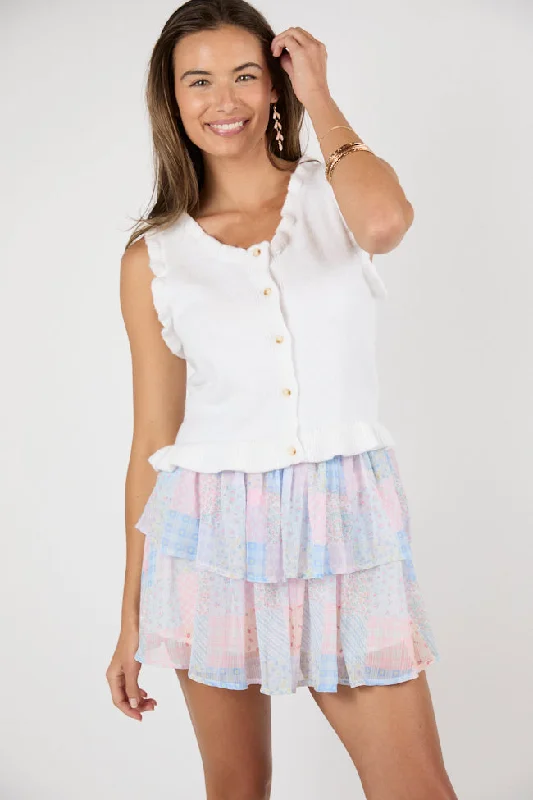 Light Dressing When The Time Comes Ivory Ruffle Trim Sweater Tank Vest