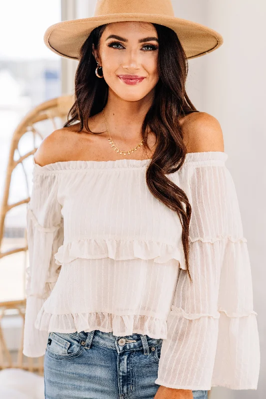 Everyday Style Let Me Love You Ivory White Ruffled Top
