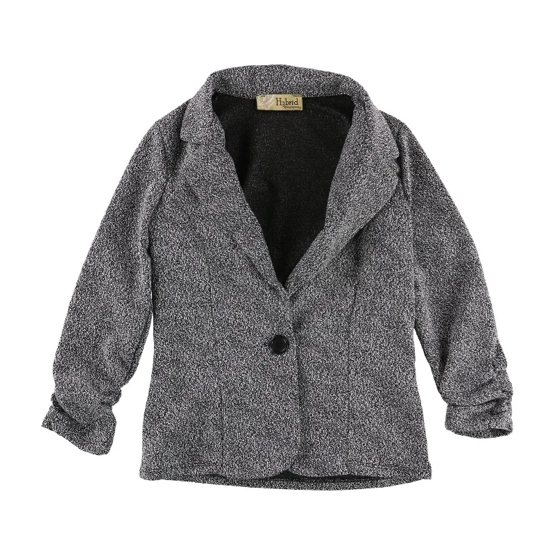 Comfortable Sweaters Hybrid Womens Marled One Button Blazer Jacket, Black, Small