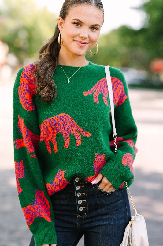 Light Fit It's All Clear Green Tiger Sweater