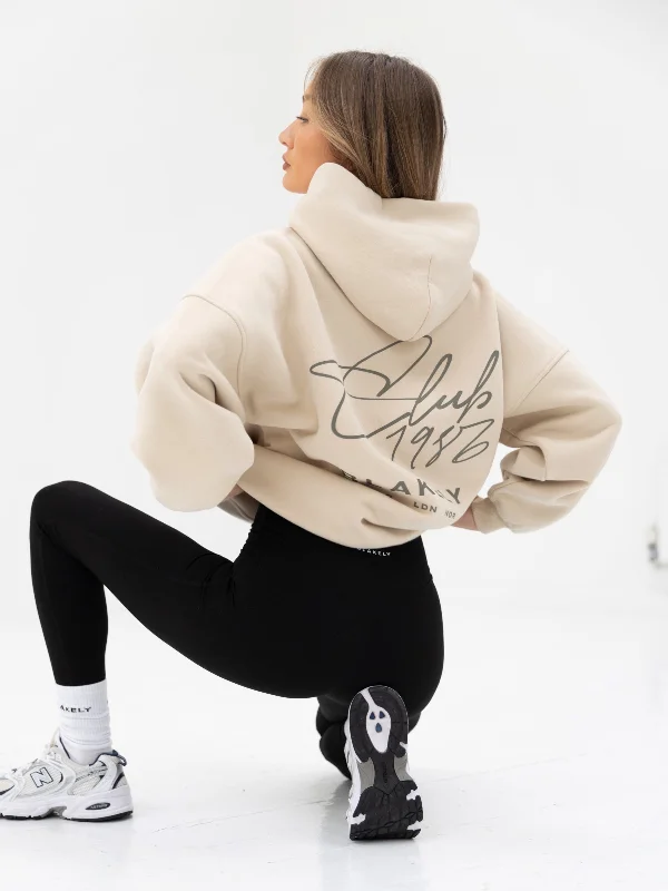 Casual Comfort Club Oversized Hoodie - Bone