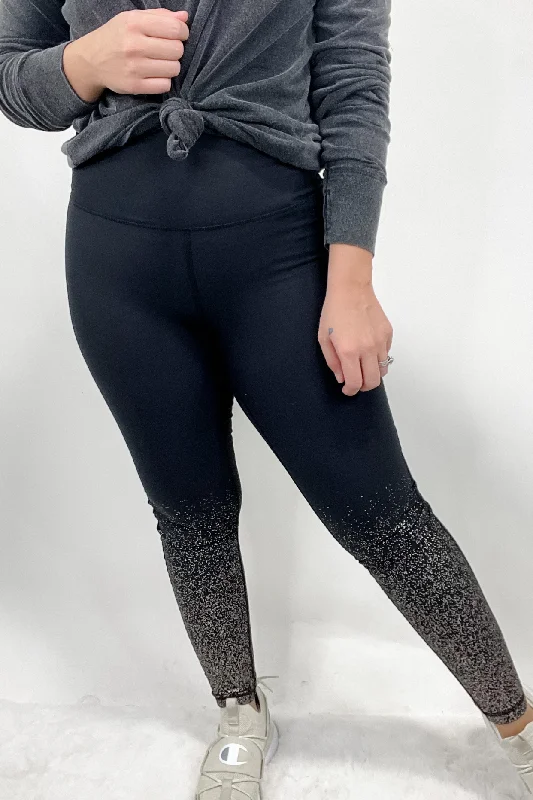 Soft Wearables Rise & Shine- Black High Waisted Full Length Leggings w/ Copper Foil Detail