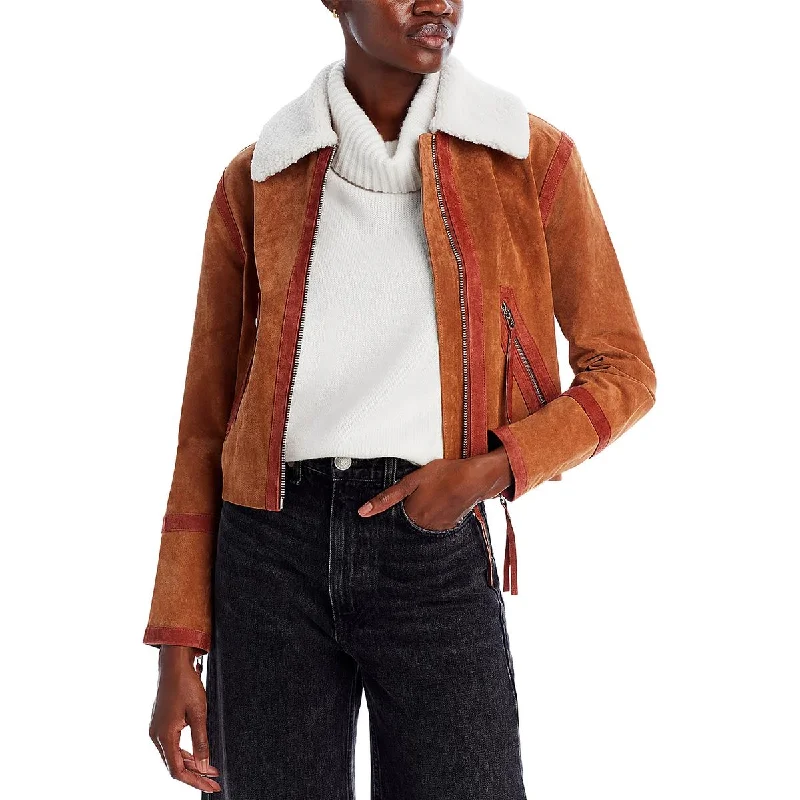 Cozy Essentials [BLANKNYC] Womens Suede Faux Fur Collar Leather Jacket