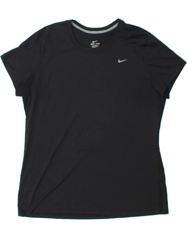 Light Layers NIKE Womens Dri Fit T-Shirt Top UK 20 2XL Black Polyester
