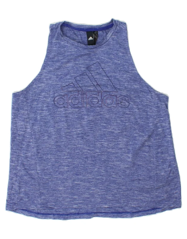 Casual Chic Outfits ADIDAS Womens Graphic Vest Top UK 16/18 Large Blue Polyester