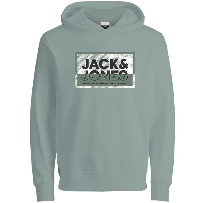 Soft Knitwear Jack & Jones Junior Aqua Gray Cologan Print Sweat Hoodie