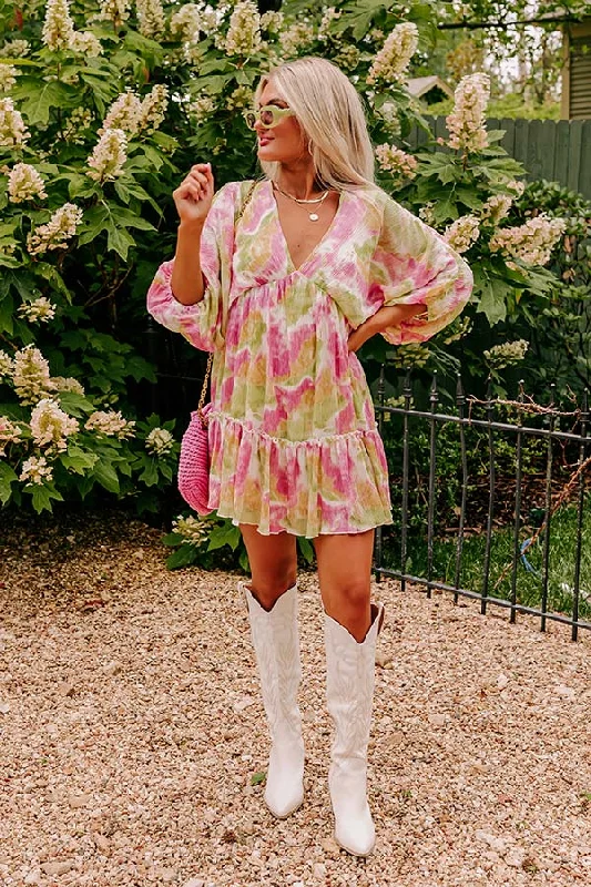 Breezy Comfort Adorable Vibes Watercolor Babydoll Dress