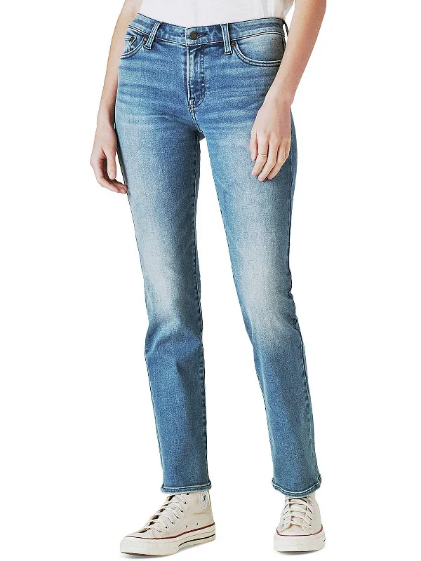 Cozy Fashions Sweet Womens Mid-Rise Medium Wash Straight Leg Jeans