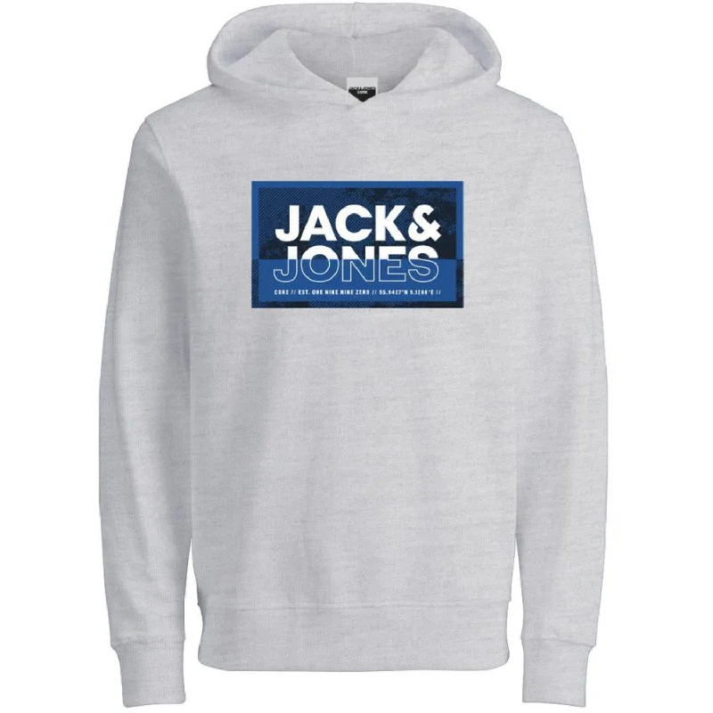 Comfy Dress Jack & Jones Junior White Melange Cologan Print Sweat Hoodie