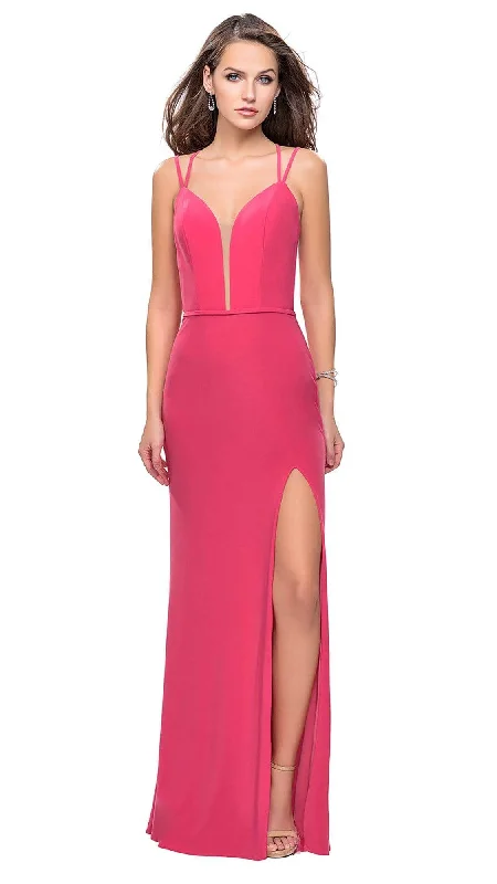 Easy Comfort Style La Femme - 25725 Plunging Sweetheart Strappy Dress