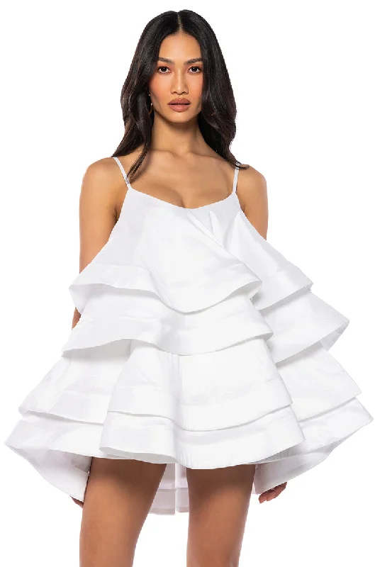 Everyday Outfits LOOKING FOR LUST RUFFLE MINI DRESS IN WHITE