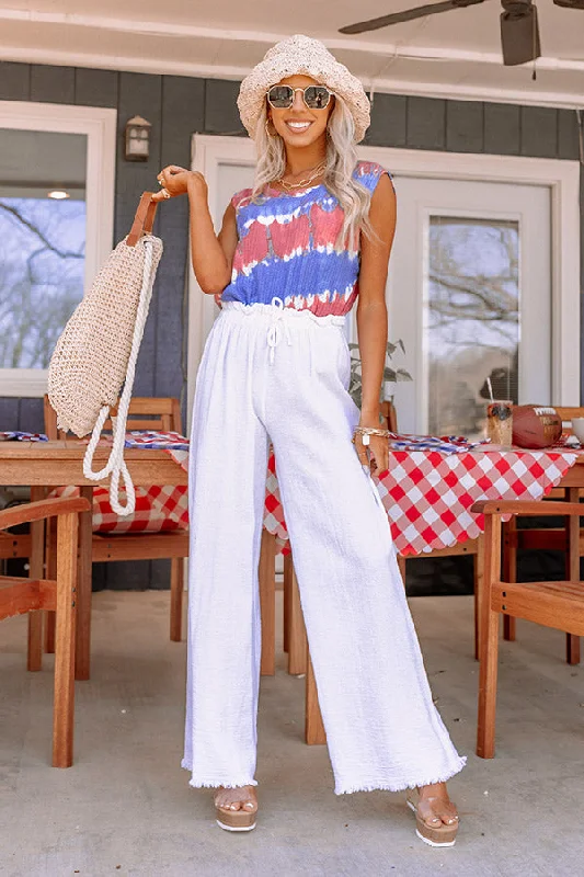 Comfortable Tops The Banks High Waist Linen-Blend Pants In White