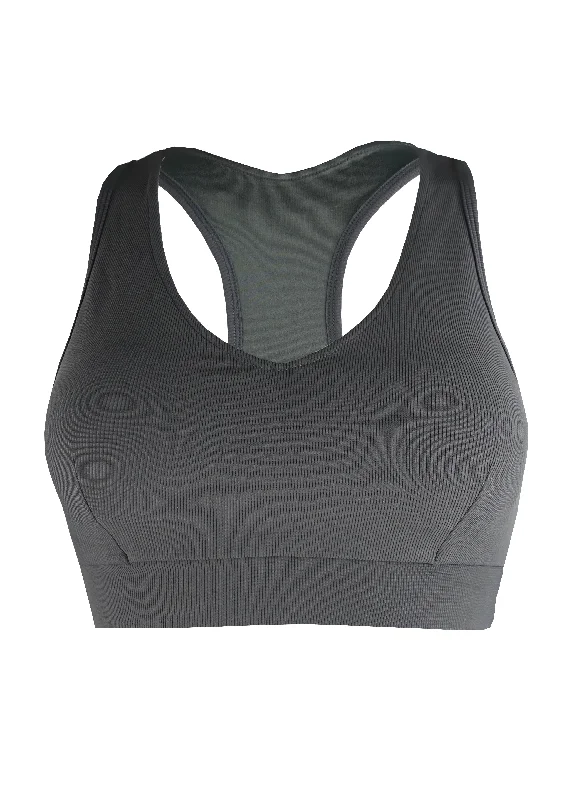 Simple Comfort Ribbed charcoal - sports bra