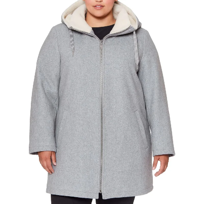Chic Comfort Wear Vince Camuto Womens Plus Wool Hooded Walker Coat