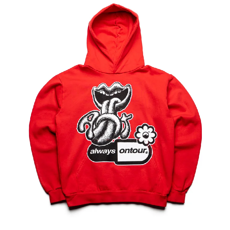 Cozy Fitting Always On Tour Lips Hoodie - Red