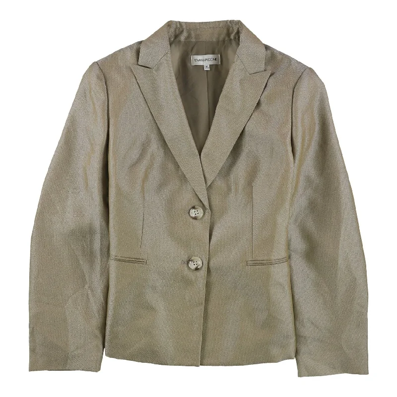 Relaxed Looks Evan-Picone Womens Herringbone Two Button Blazer Jacket, Brown, 18