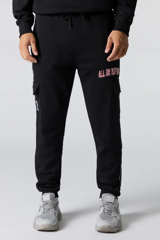 Comfy Dress Embroidered Fleece Cargo Jogger
