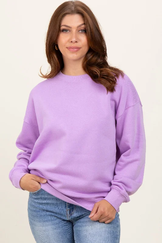 Soft Trends Lavender Fleece Crew Neck Relaxed Fit Sweatshirt