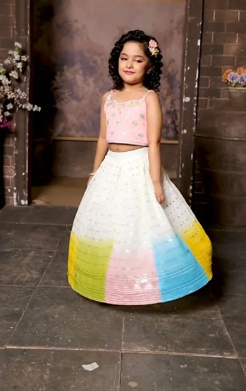 Comfortable Fashion Looks Sequins Embroidered with Beautiful Printed Kid’s Lehenga