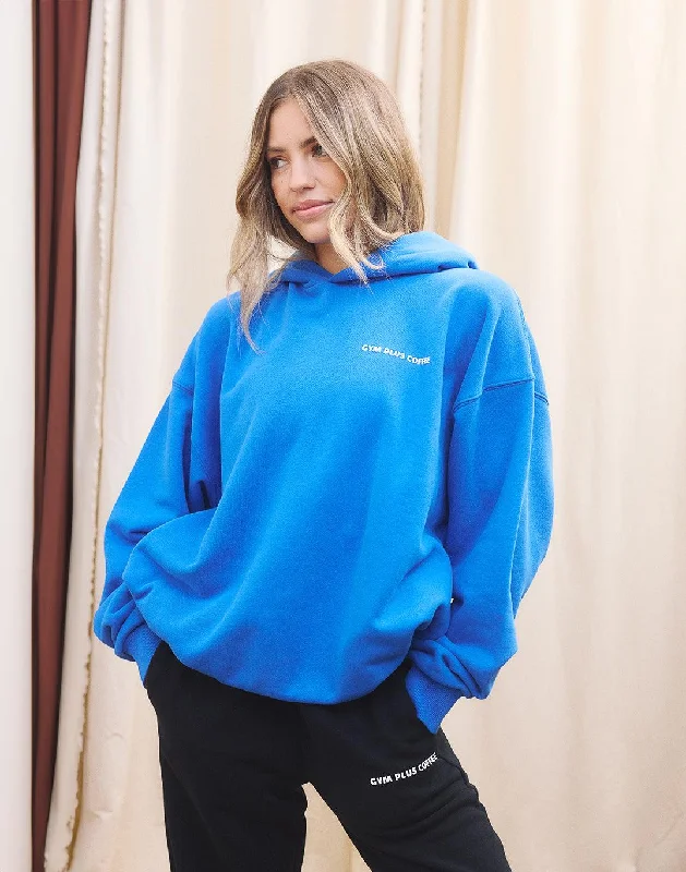 Relaxed Fashion Print Hoodie in Azure Blue