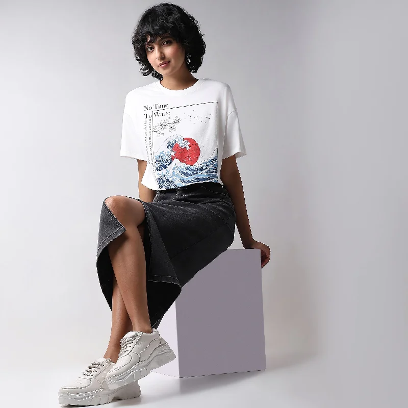 Comfortable Tops Boxy Fit Graphic T-Shirt