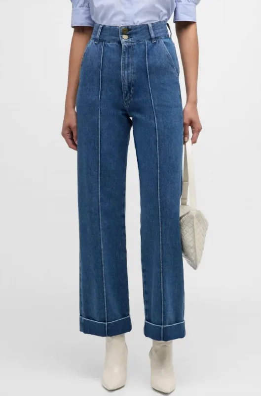 Cozy Lifestyle 70S Cuffed Crop Straight Jean In Lago Di Como