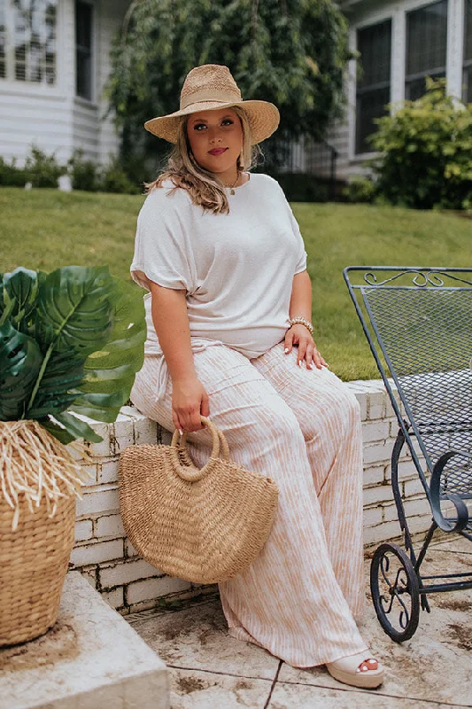 Relaxed Weekend Wear Malibu Cruise Stripe Pants In Peach Curves