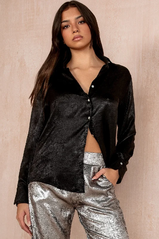 Sporty Wear Makayla Black Shimmer Shirt