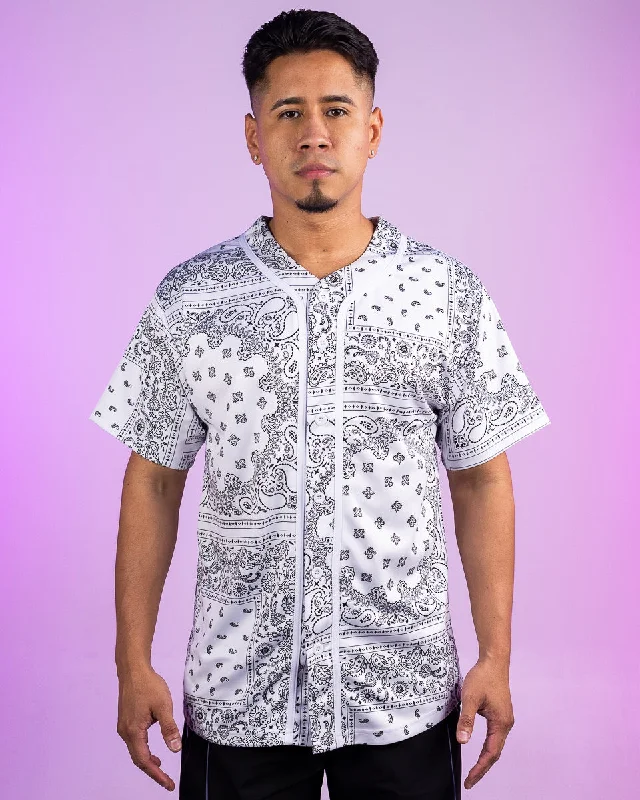 Cozy Outerwear White Bandana Baseball Jersey
