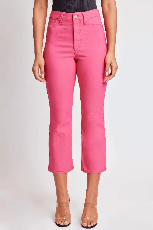 Soft Fabric Looks Missy High-Rise Hyperstretch Wide Leg Jeans In Fiery Coral Pink
