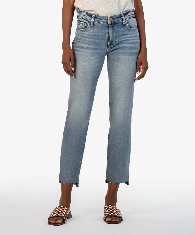 Soft Tops Reese Mid Rise Ankle Straight Leg Jean In Operated