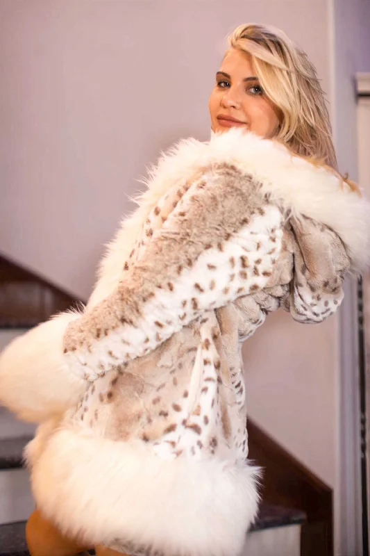 Soft Trends Women's Petite Playa Coat in "Snow Lynx"