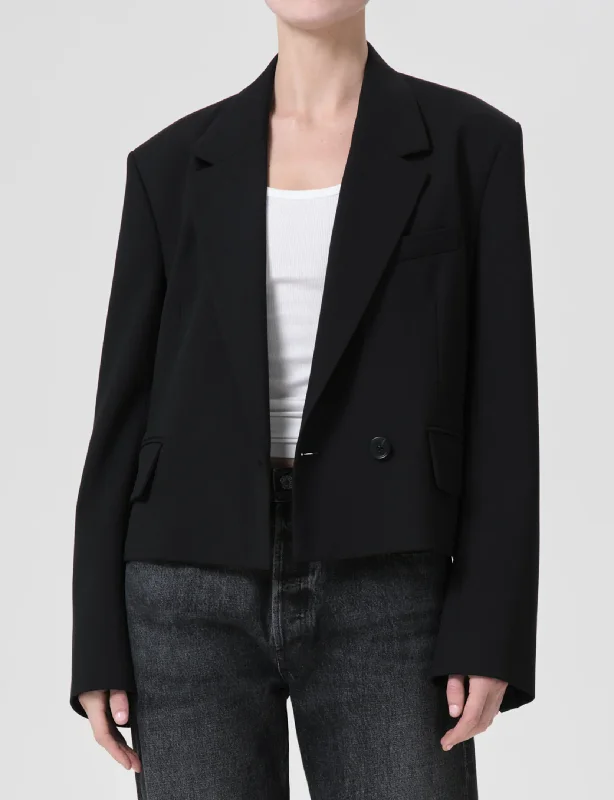 Comfortable Tops Callie Cropped Blazer, Black