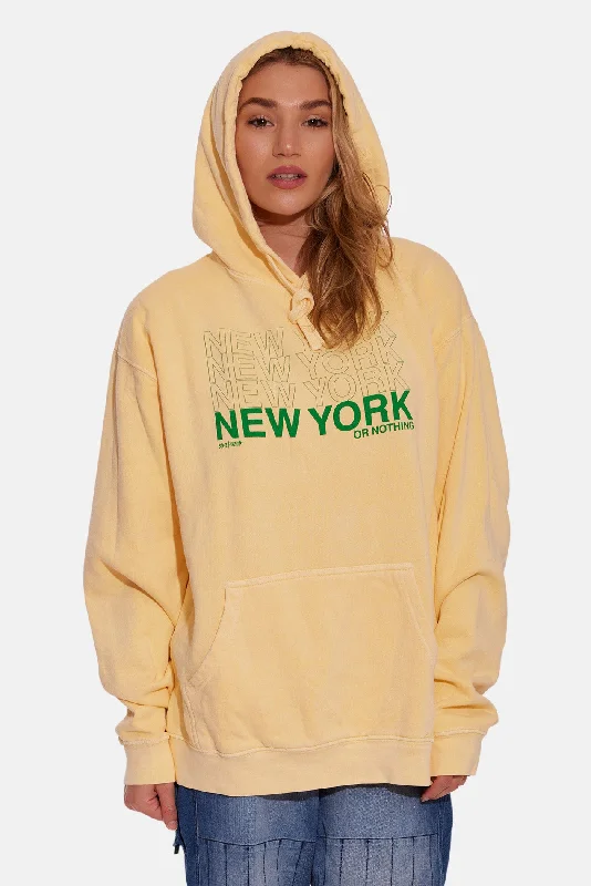 Sporty Comfort NEW YORK or NOTHING Hoodie Butter/Green