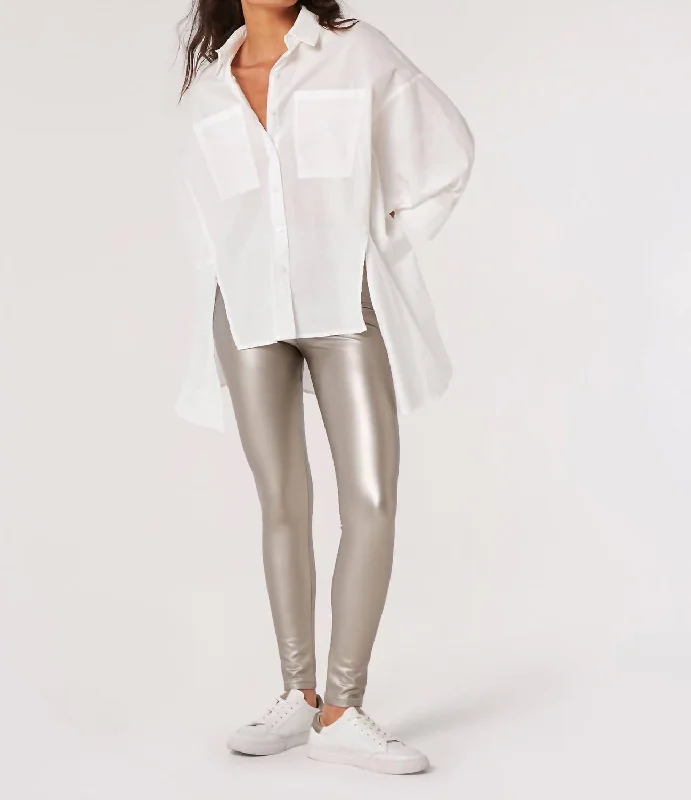 Sporty Wear Legging Pant In Silver