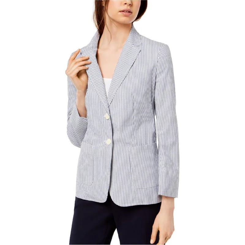 All-Day Outfits MaxMara Womens Striped Two Button Blazer Jacket, Blue, 14