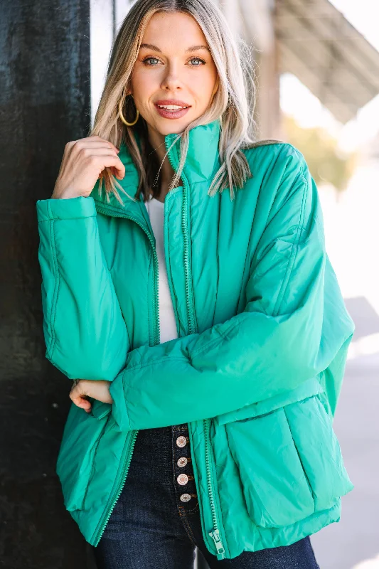 Breezy Comfort Moving On Emerald Green Puffer Jacket