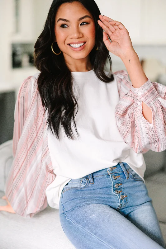 Fashion Comfort In Detail White Striped Blouse