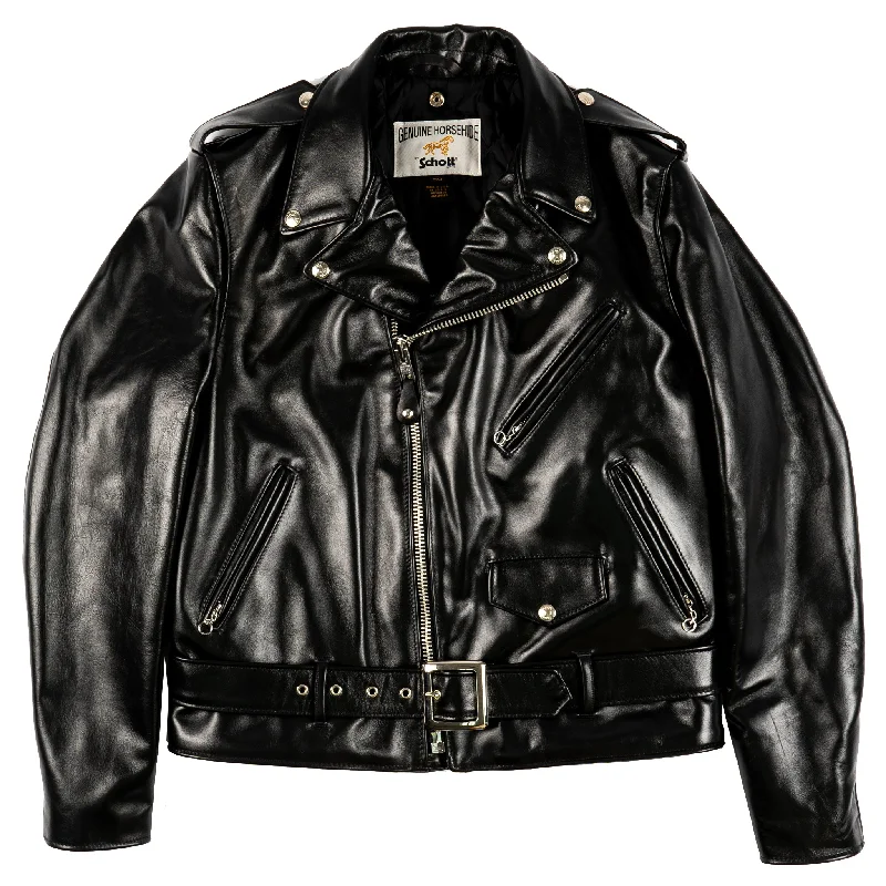 Comfortable Tops 618HH - Horsehide Perfecto Leather Jacket - Black