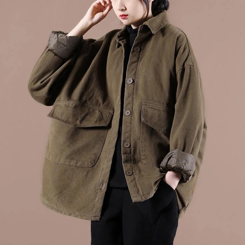 Breezy Outfits Beautiful lapel Button Down  spring for women chocolate short coats
