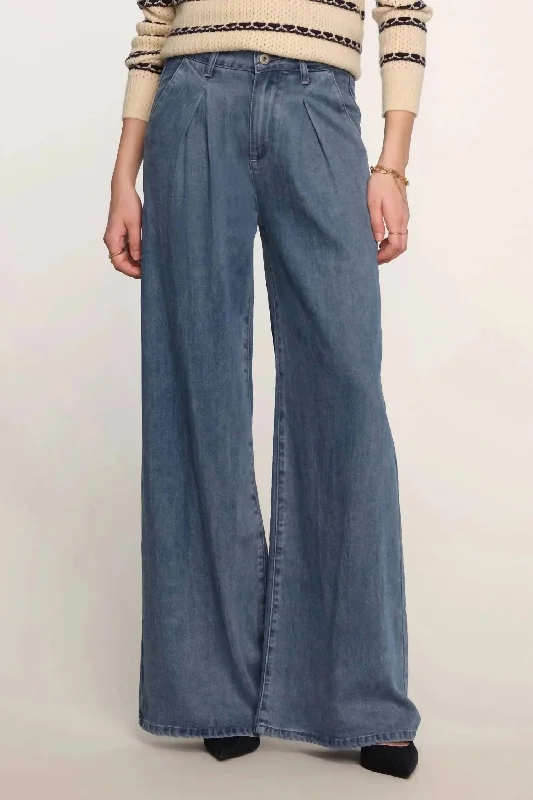 Fashionable Comfort Wide Leg Denim Pant In Blue