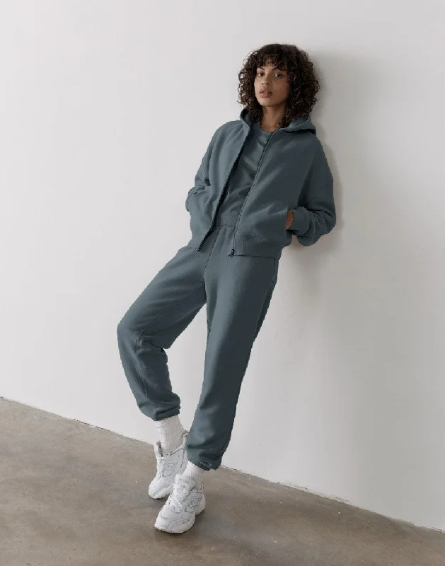 Soft Layers The Womens Full Zip Hoodie in Slate Grey