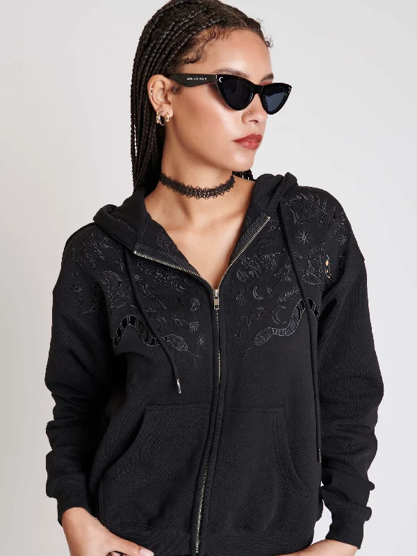 Soft Comfort Wear Embroidered Relics Zip Up Hoodie