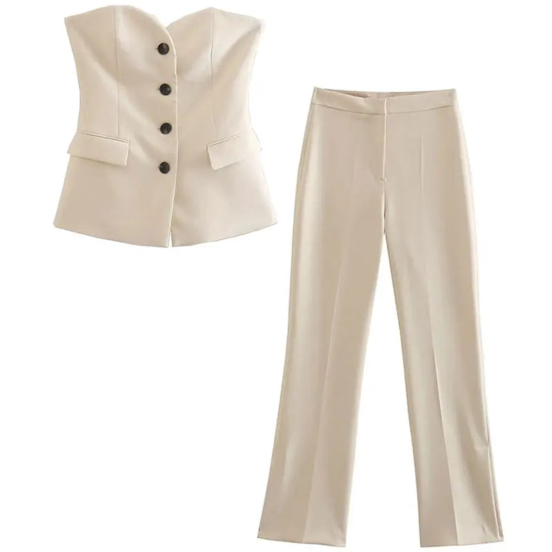 Beige Two Piece suit