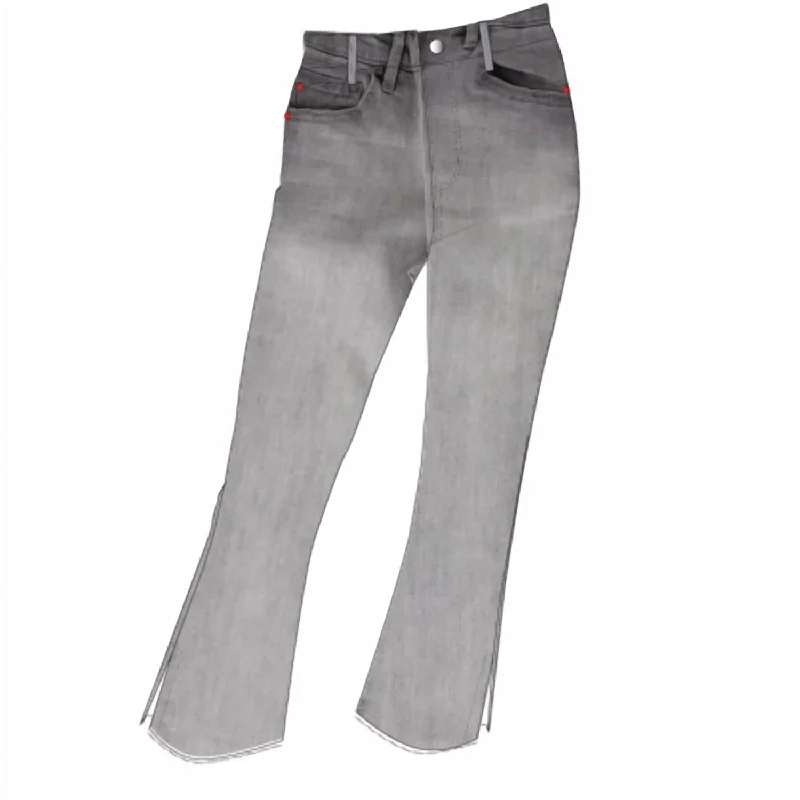 Casual Ease High Rise Frayed Hem Cropped Jeans In Grey